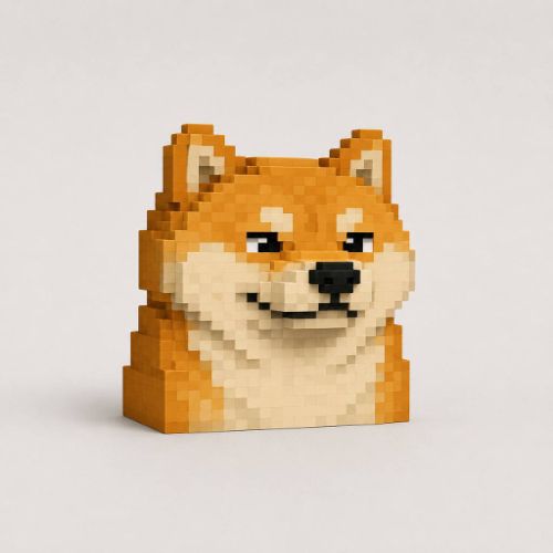 BITSHIB voxel mascot — pixel Shiba Inu